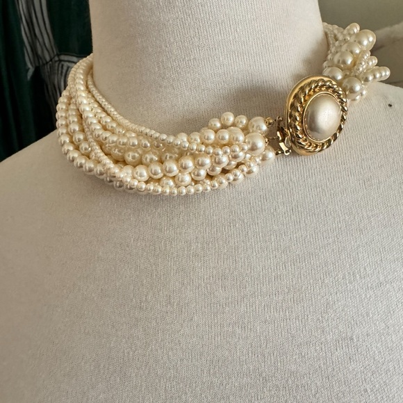 Carolee multi strand pearl choker necklace - Picture 1 of 6